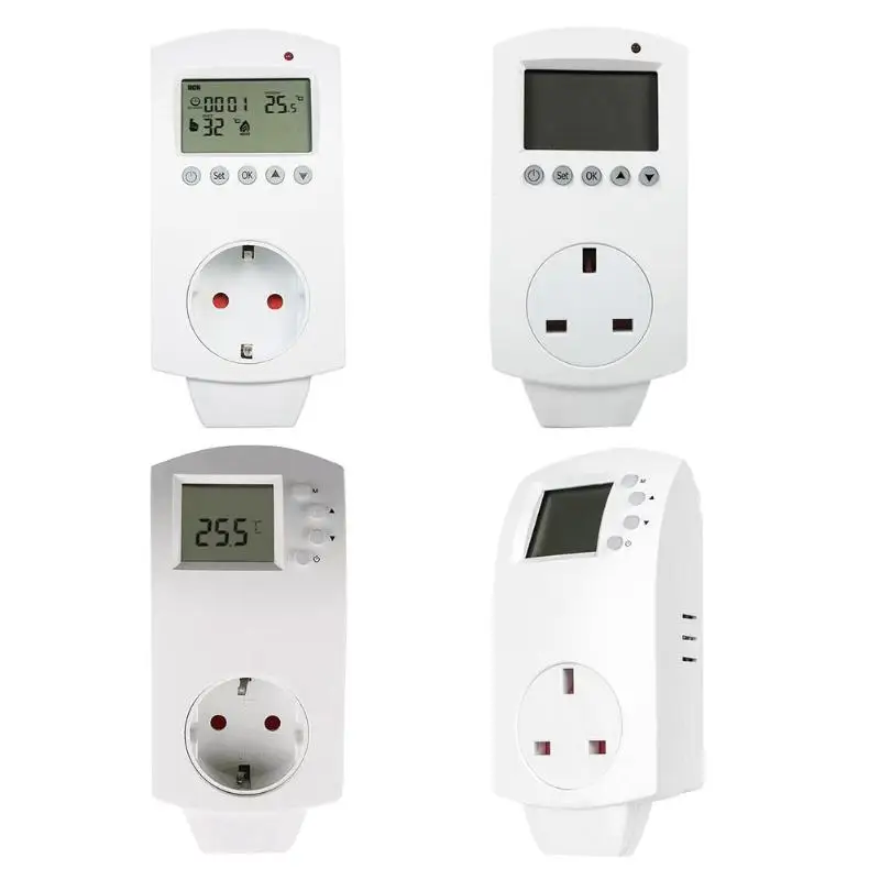 

Multi-function Thermostat Plug in Socket Electric Heating Temperature Controller LCD Display Thermoregulator EU/UK Plug 16A 230V