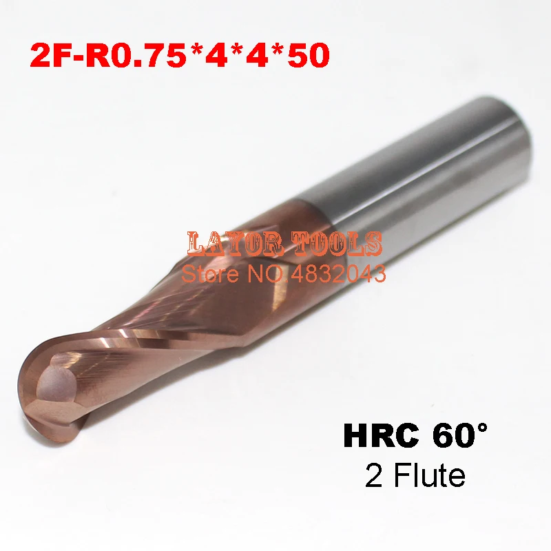 2F-R0.75 HRC60 твердосплавные квадратные плоские концевые фрезы покрытие: нано две