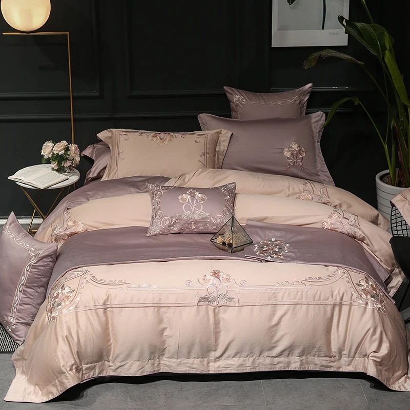 Waliicorners 4/7pcs Luxury Egyptian cotton bed linen sheets Royal Embroidery Bedding Set duvet covers India style bedclothes 15 KG0B2648 -