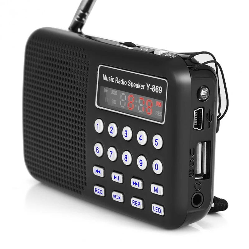 Портативный мини стерео ЖК-дисплей Fm/Am радио Usb Tf карта музыкальный плеер аккумуляторная батарея со светодиодным светильник