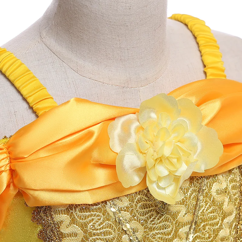 FINDPITAYA костюм для косплея "Белль" Девочки Красавица и Чудовище платье принцессы Детское многослойное бальное платье на Хэллоуин