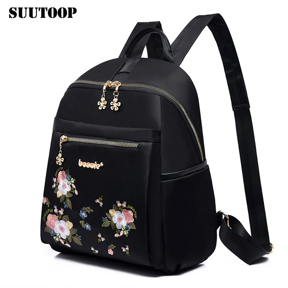 

New Women's Bag Embroidery Oxford Backpack Female Bags Fashion Feminina Casual Schoolbag Ethnic Mochila School Travel Day Packs