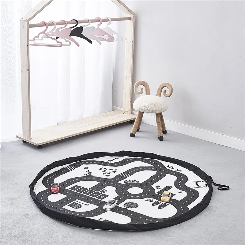 Baby Playing Mat Toys Road pattern infant Bag Mats Portable Kid Carpet Triangle Play Mat Toddler Collection Storge Bag