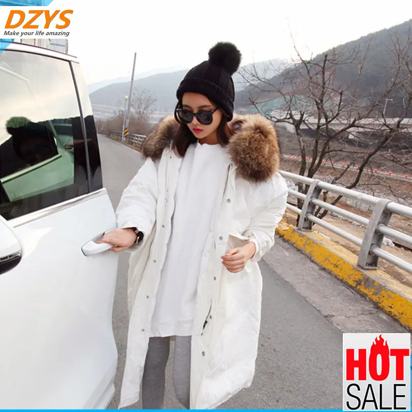 Зимнее белое утепленное Женское пальто средней и большой длины, повседневное DZYS-CX для волос, студенческое пальто с воротником