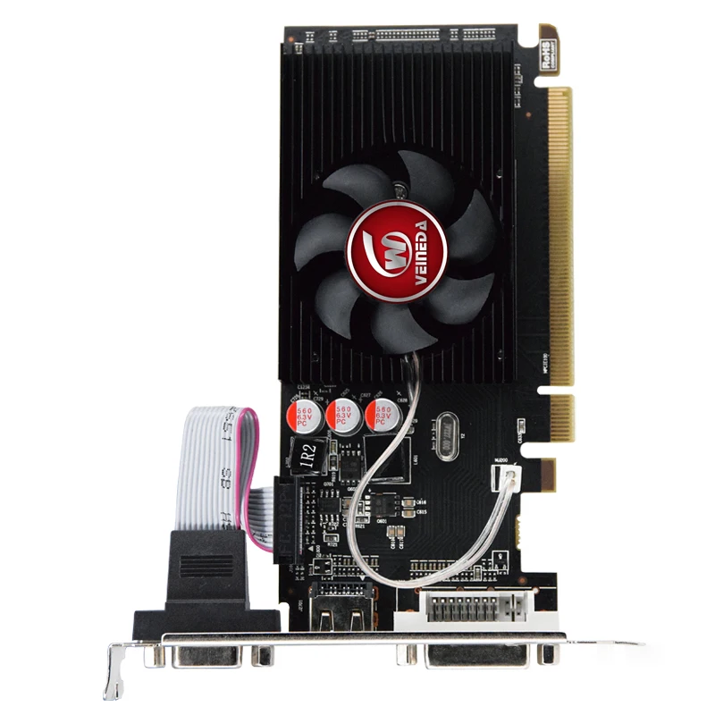 Veineda original HD6450 2GB DDR3 64Bit 625/1000MHz DVI VGA for normal PC and small PC Refurbished cars