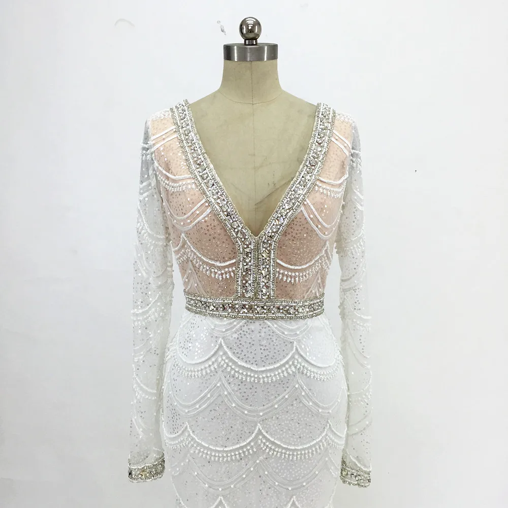 Шампанское Русалка кружево свадебное платье спинки Vestidos de novia Robe De Mariage одежда с длинным рукавом свадебное для невесты