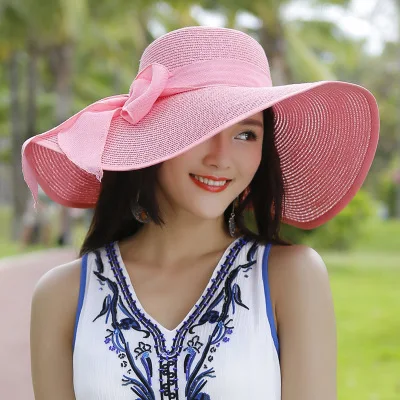 BINGYUANHAOXUAN, брендовая широкополая шляпа с большими полями, шляпа от солнца, Пляжная женская шляпа, складная летняя кепка с защитой от ультрафиолета для путешествий, повседневная женская шляпа - Цвет: 14