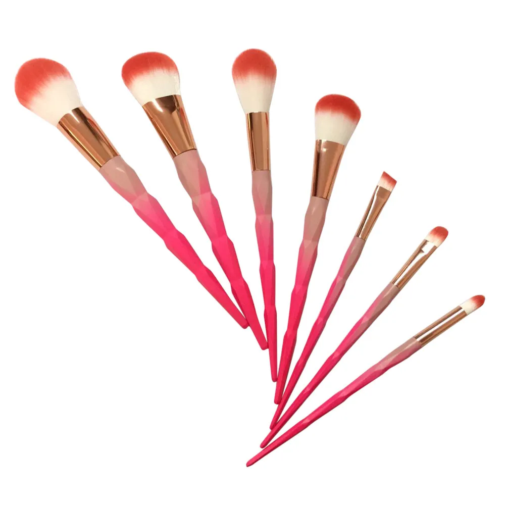 

limpiador de brochas Gradient pink 7PCS Make Up Foundation Eyebrow Eyeliner Blush Cosmetic Concealer Brushes diamond pinceau