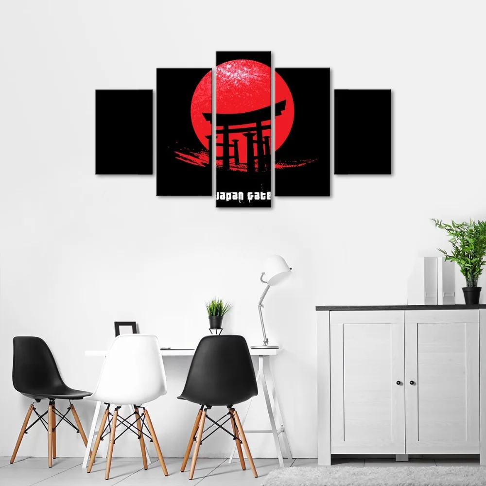 Lienzo HD impreso cuadros decoración del hogar 5 piezas Japón puerta pinturas модульный pared arte abstracto póster para el marco |