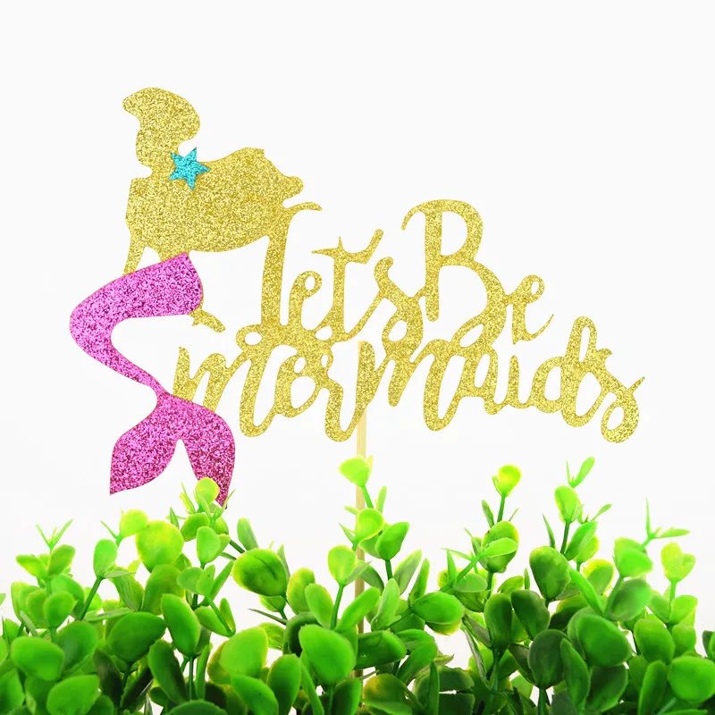 Lets Be Mermaids Торт Топперы блеск возраст украшения для кексов флажки для торта для детского дня рождения Свадебный для свадебной вечеринки Baby Shower DIY Рождество