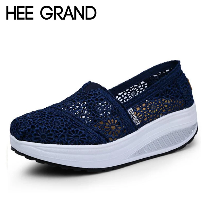 HEE GRAND/2019 г. женские дышащие лоферы Мягкая Повседневная обувь ажурная кружевная на