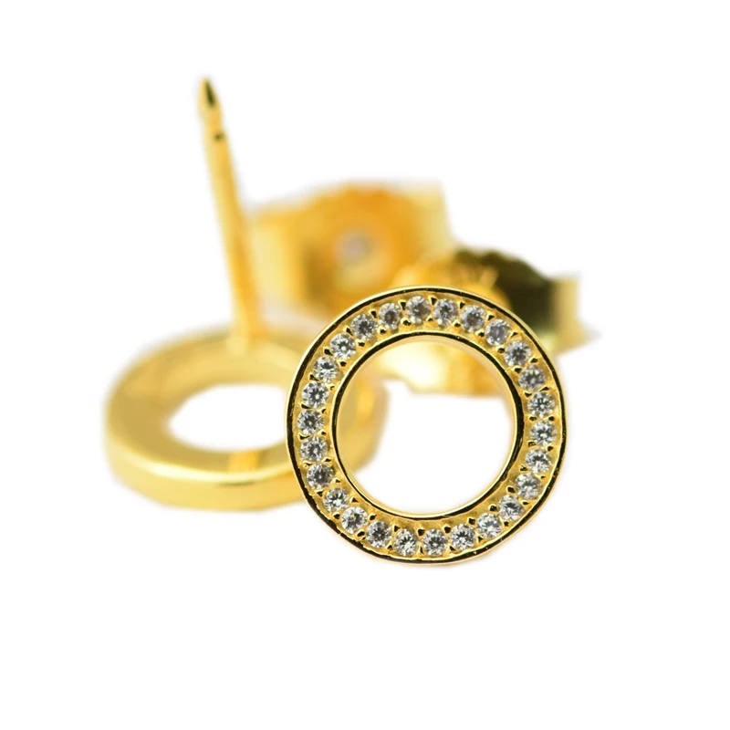 

2018 Mother Day 925 Sterling Silver Earring GoldPlated Forever Stud Earrings Original Charms Jewelry For women DIY Making