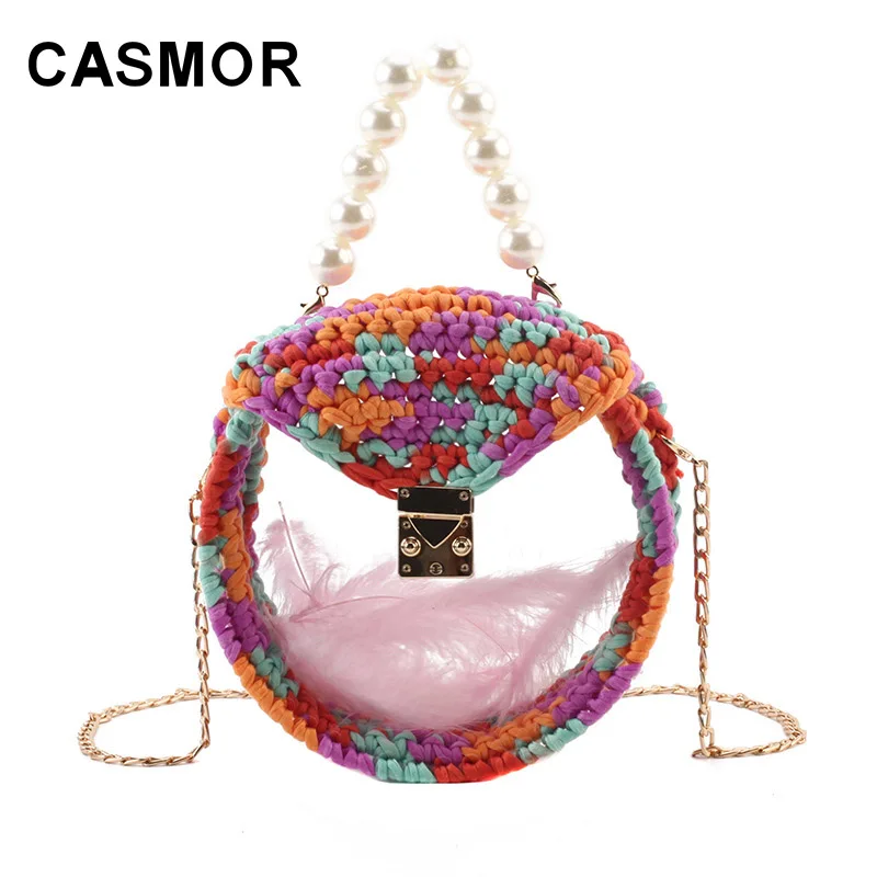 CASMOR 2019 Летняя Пляжная Женская сумочка прозрачная вязаная сумка мессенджер для