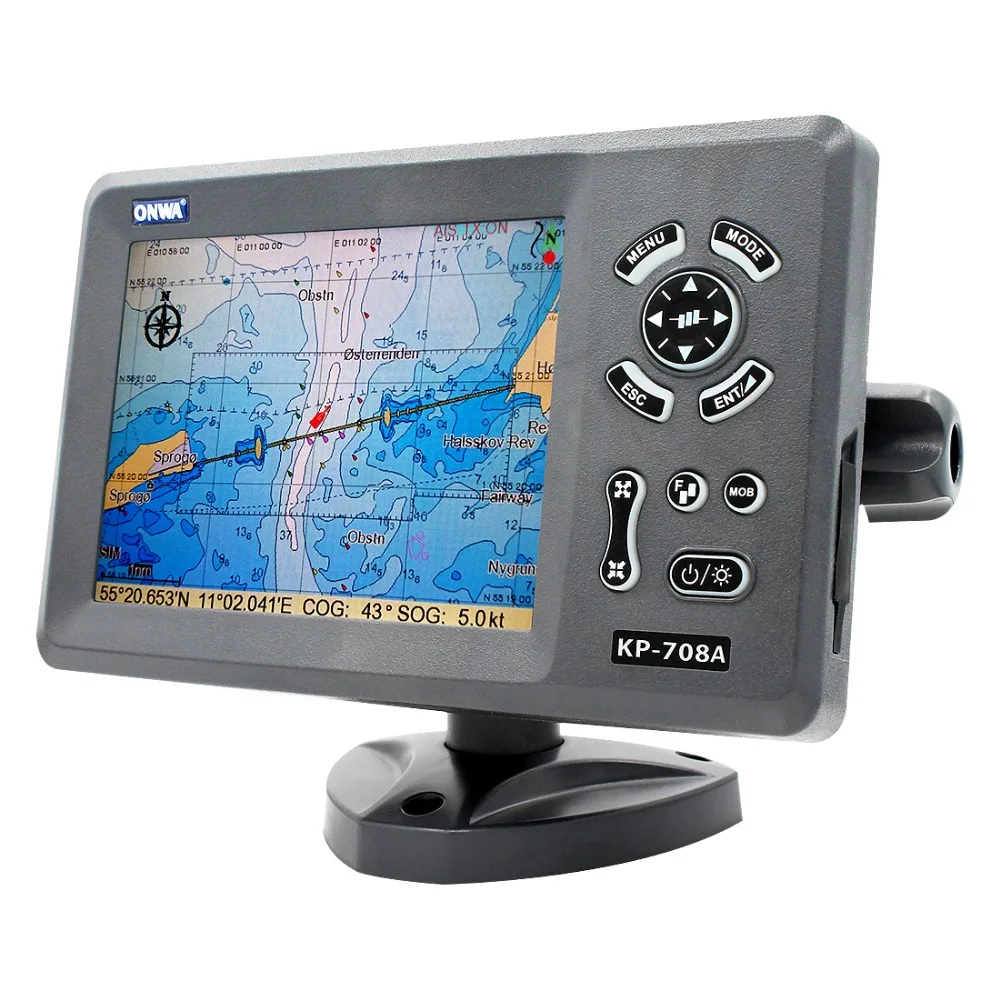 ONWA KP-708A 7-дюймовый Цвет ЖК-дисплей gps плоттер с gps антенной и встроенный АИС класса B Combo морской gps навигатор