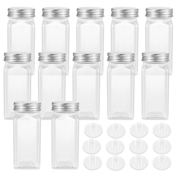 

12PCS Spice Jars Glass Salt Shaker Pice Tins Spice Storage Container Pepper Seasoning Sprays Tools
