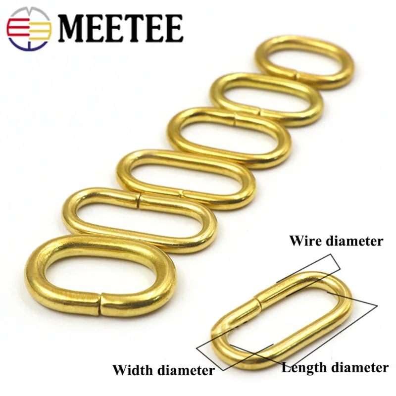 

Meeetee 5/10pcs Pure Copper Brass O Ring Buckle ID16/18/20/22/24mm Oval DIY Luggage Leather Key Chain Hardware Accessories AP643