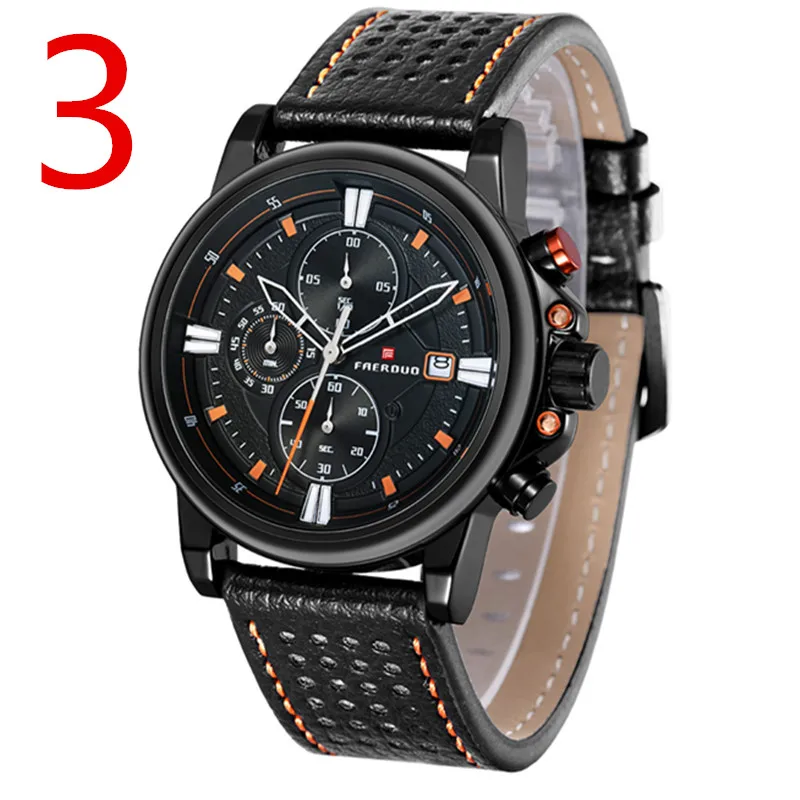 

wu's Simple three-pin 3 word single calendar men's watch crystal mirror watch wholesale