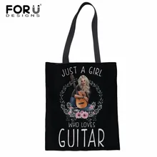 FORUDESIGNS/3d крутая гитара холщовые сумки женские сумки многоразовые хозяйственные женские сумочки Экологичная, вместительная Складная наружная сумка