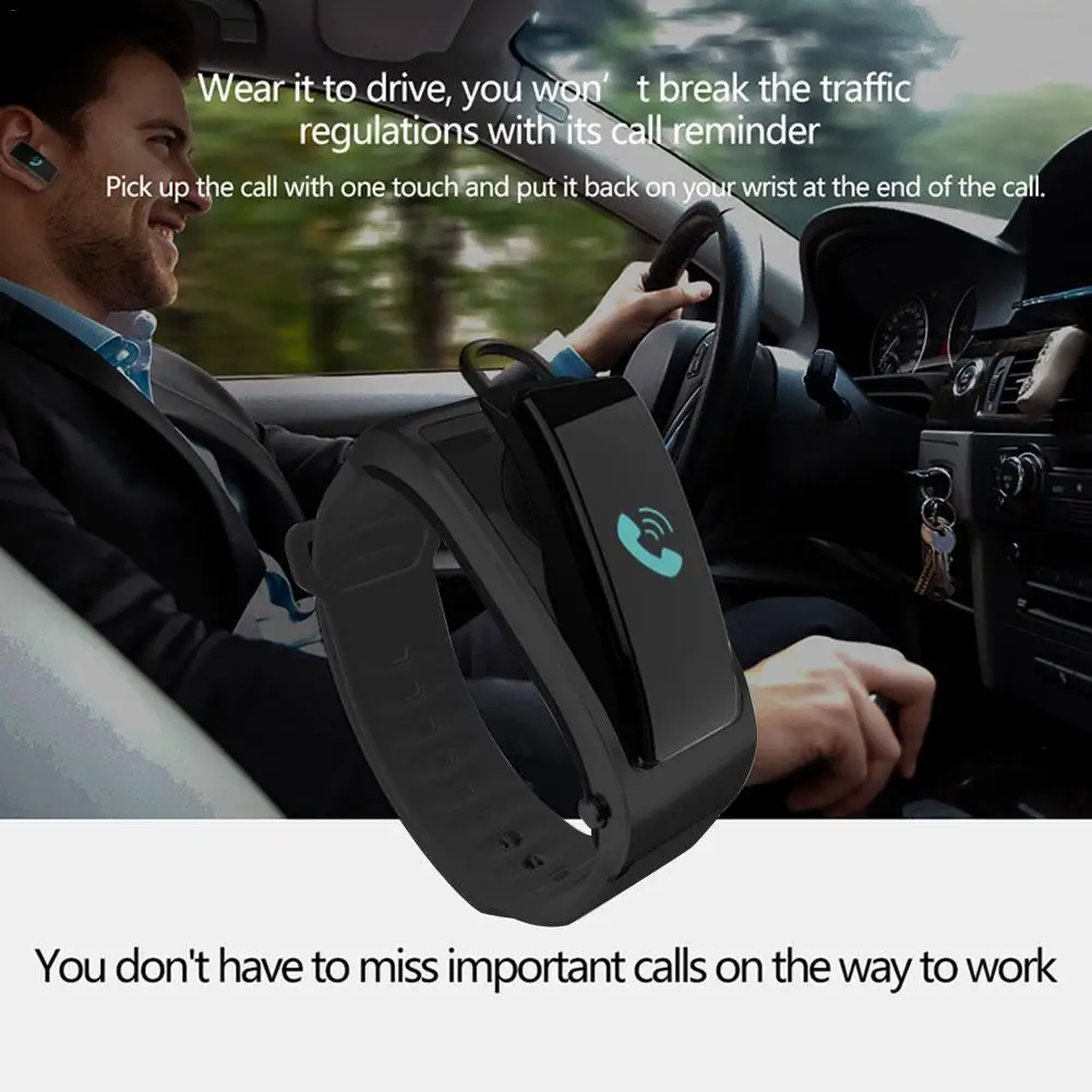 Newest Bluetooth Earphone Smart Bracelet Answer Call Smart Talk Band Intelligent Bluetooth Talk Bracelet Sports Black 2018