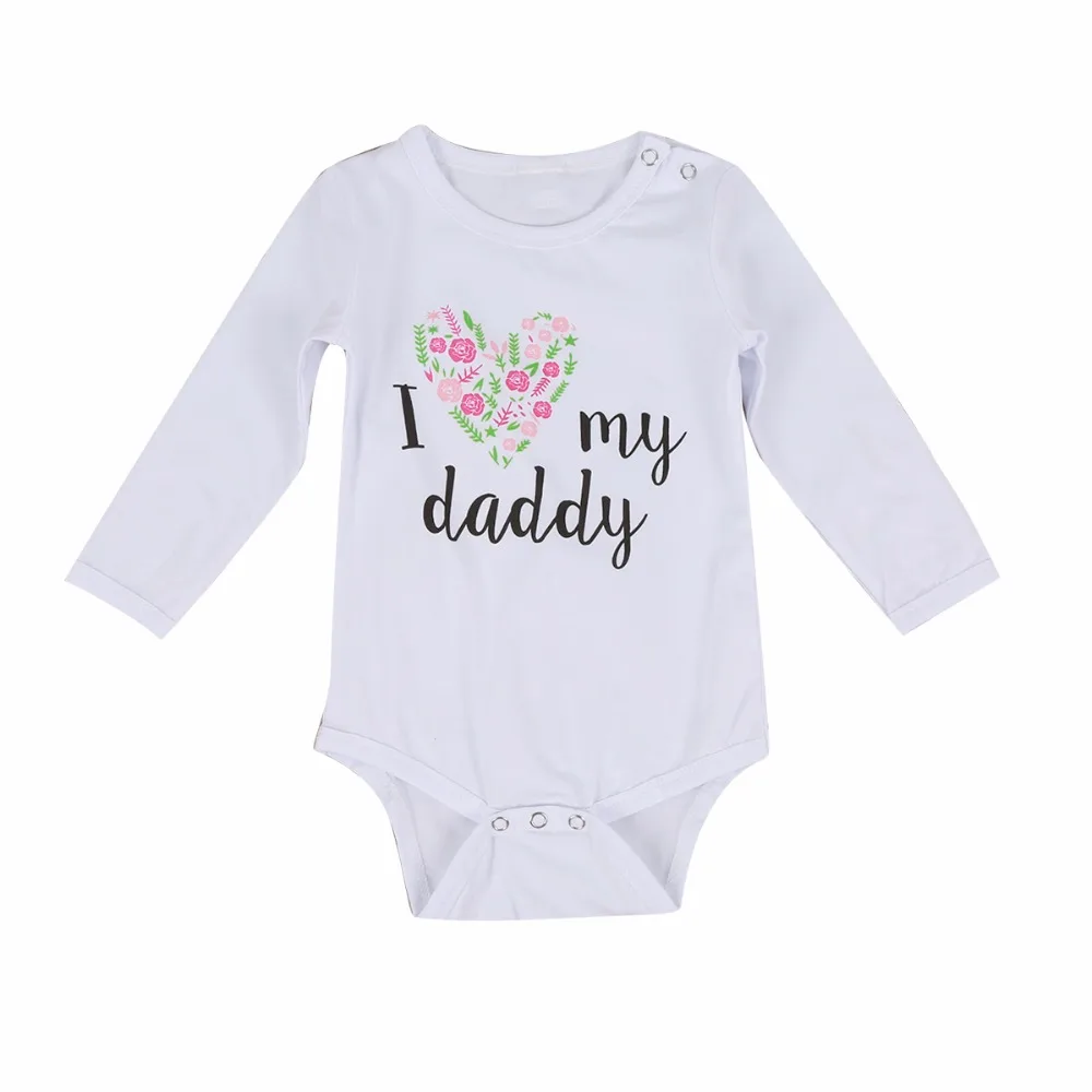 

baby girl boy clothes print cotton long sleeve baby romper jumpsuit I love daddy letter short sleeve newborn clothes infant