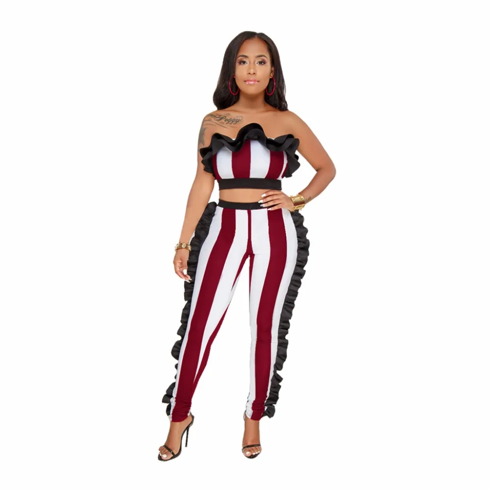 striped 2 piece jumpsuit