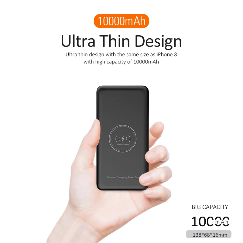 10000 мАч беспроводной внешний аккумулятор для Xiaomi MI Iphone XS Max 7 8 Внешний PoverBank 2 USB