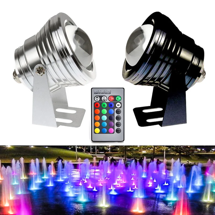 Светодиодный прожектор, 12 В, для фонтана, бассейна, пруда, RGB Освещение, 16 цветов, водонепроницаемый, IP68, с 24-клавишным контроллером
