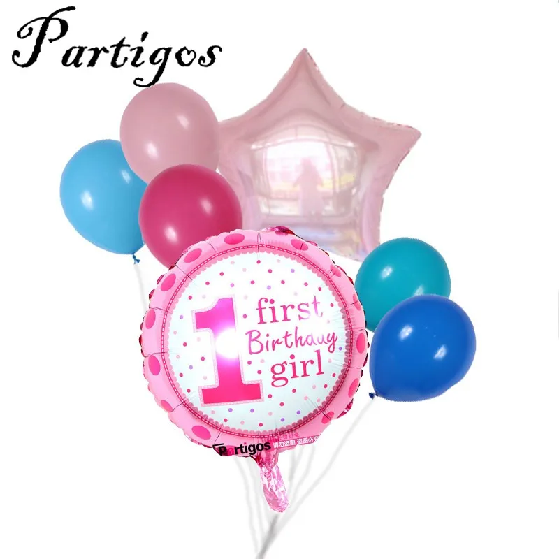 

7pcs Baby 1st Birthday balloons set pink Blue Number Foil Balloons birthday party decorations kids party decoration supplies