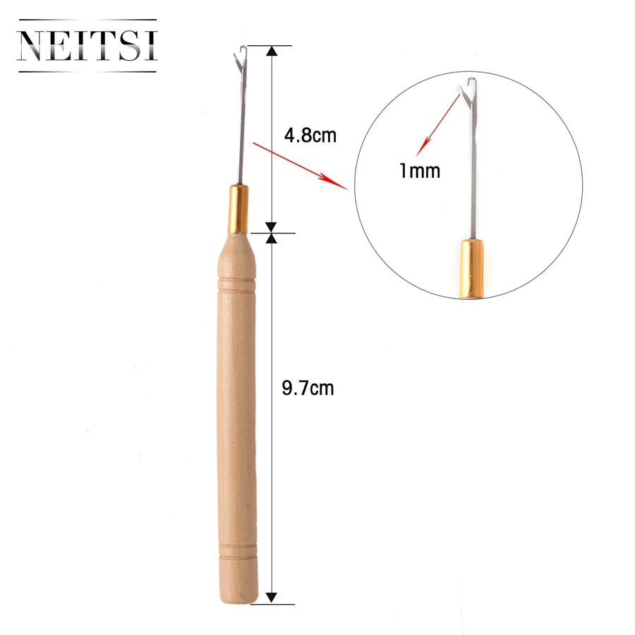 

Neitsi 3pcs/pack Micro Rings Needle Wooden Handle Hook Needles Hairdressing Styling Hair Tools For Ring Hair Extensions