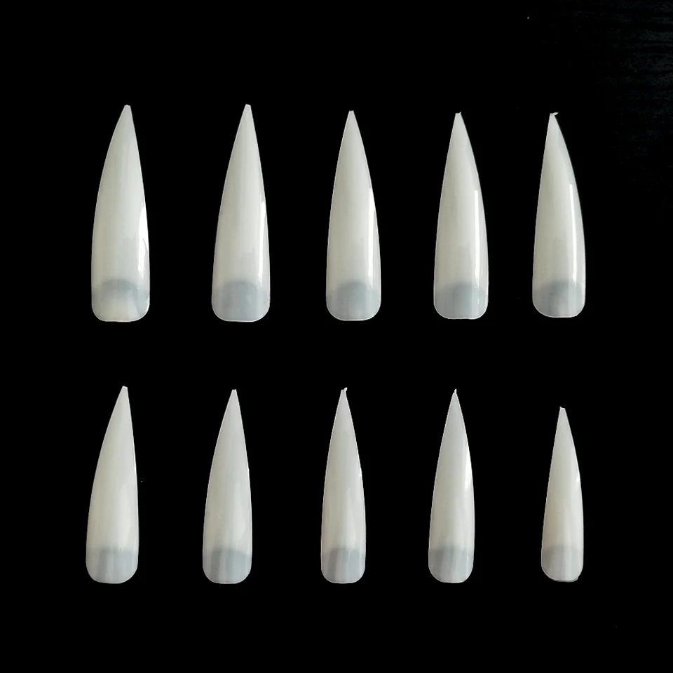 100PCS Acrylic Artificial Nails Natural French Stiletto Nails Cheap