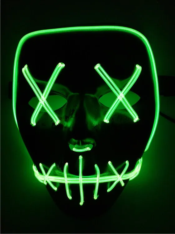 Фильм чистки страшно маска Косплэй Led костюм маска EL Wire свет для Хэллоуина Пурим карнавал вечерние события - Цвет: Белый