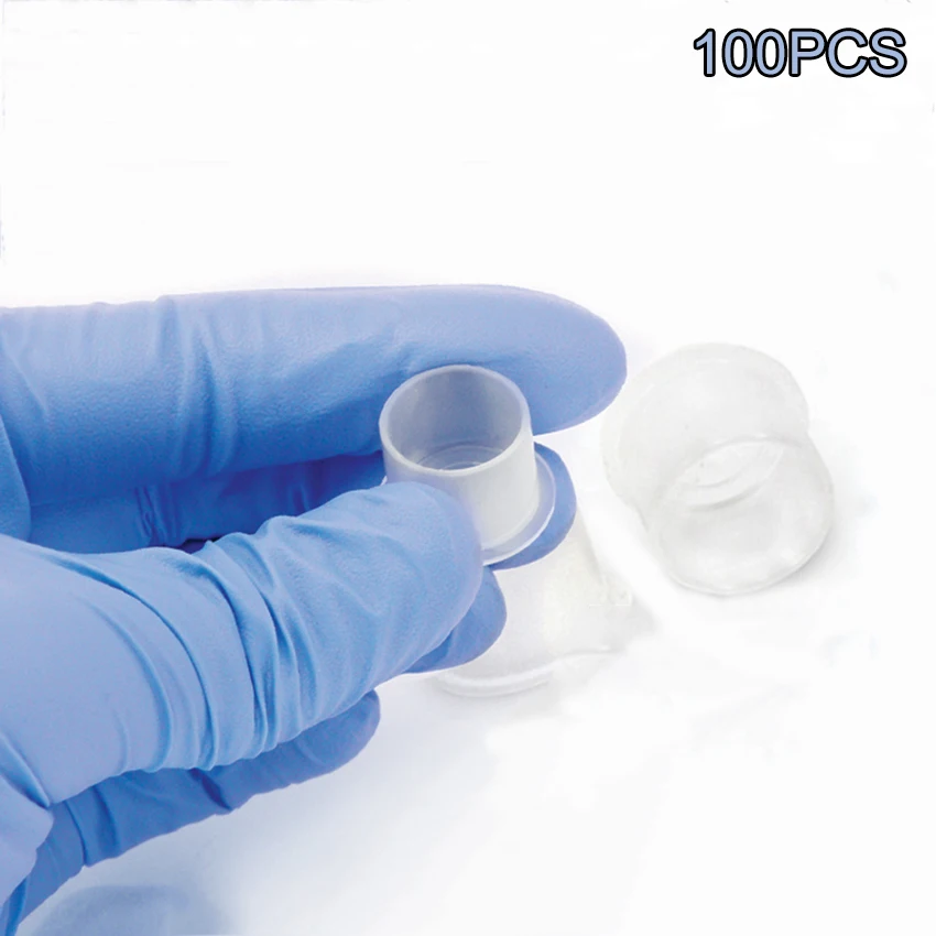 

100Pcs 11mm Plastic Clear Small Size Flat Tattoo Pigment Ink Cap Cups With Bottom for Tattoo Cleaning Tools accessoire de tatoo