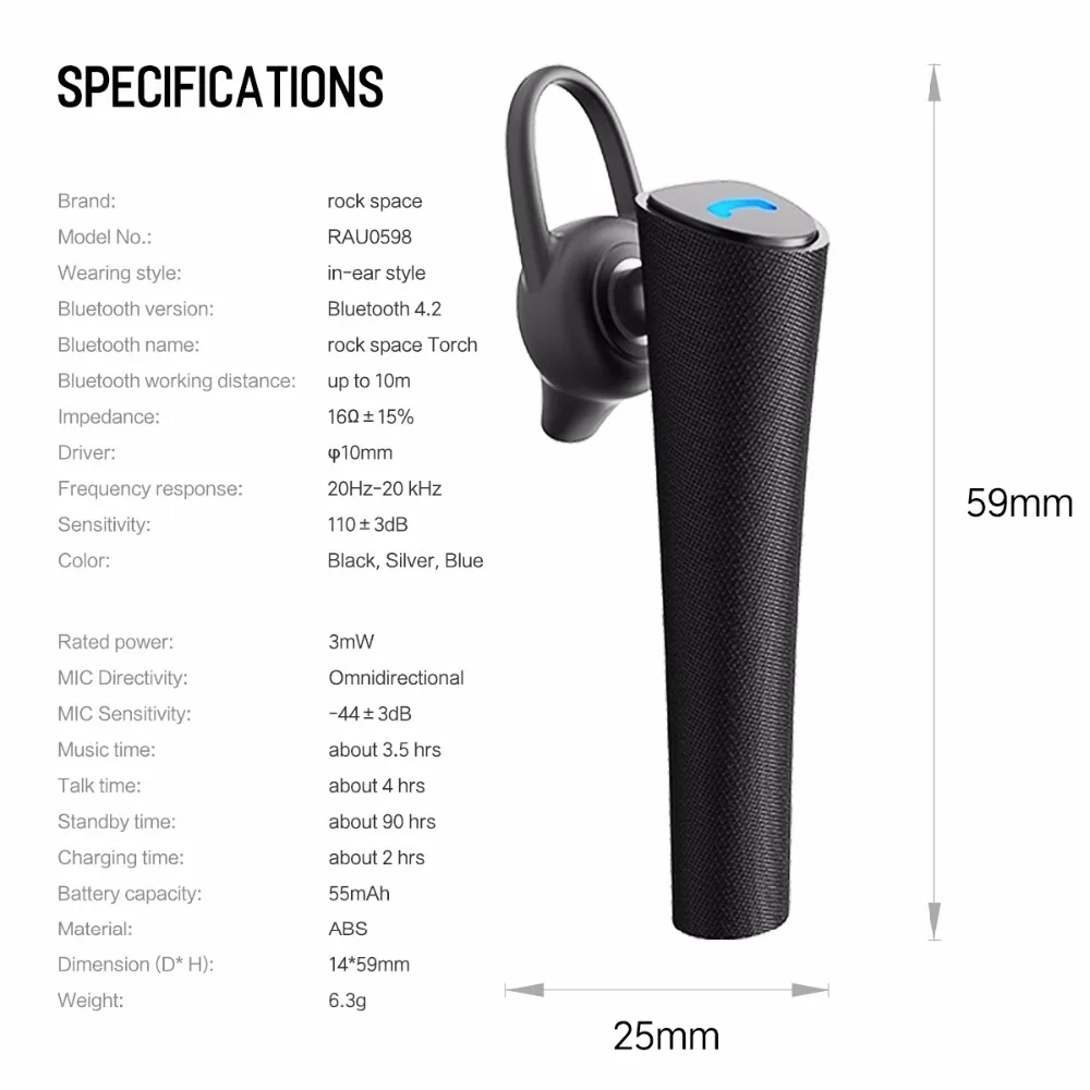 ROCKSPACE Бизнес Стиль HiFi чистый звук беспроводная гарнитура Bluetooth стерео с микрофоном двойные наушники безопасный фиксация крюк