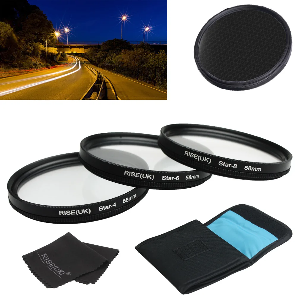 

new arrive 58MM 4 6 8 Point Star Filter Kit for Canon EF 18-55mm 50mm 85mm Camera Lens
