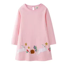 Платье принцессы с длинными рукавами для маленьких девочек; хлопковое платье для девочек с рисунком кролика; vestidos; детская одежда на весну-осень