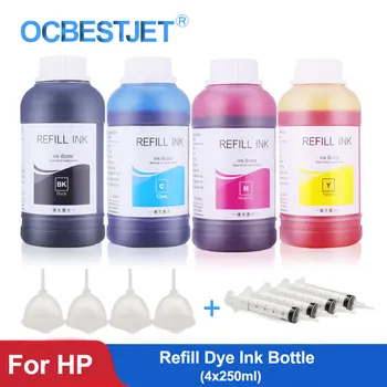 

4x250ml Universal Bulk Dye Ink Bottle For HP 178 364 564 655 711 932 933 950 951 952 953 954 955 970 971 Inkjet Printer