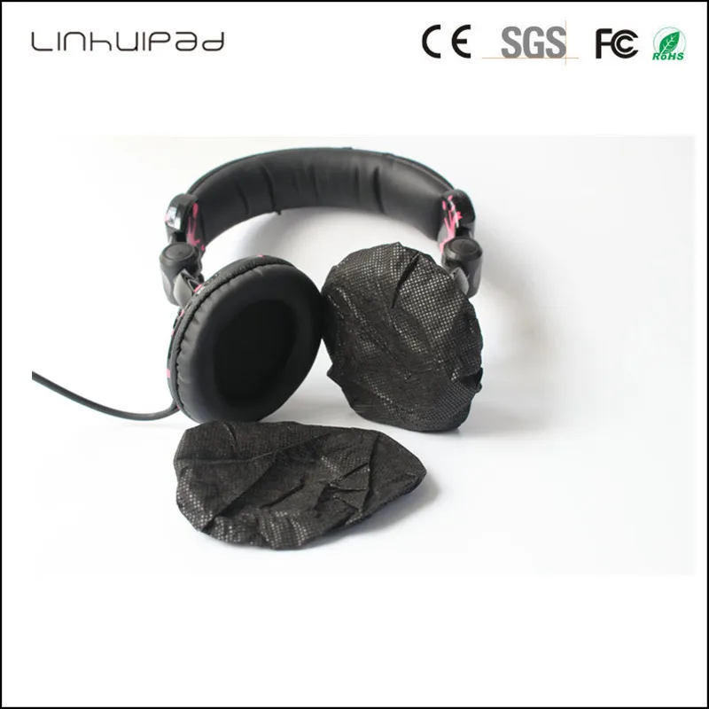 Linhuipad 12 13cm 2 color White and black Non Woven Sanitary mask Headphone Cover widely use for big over head headsets 500 PCS