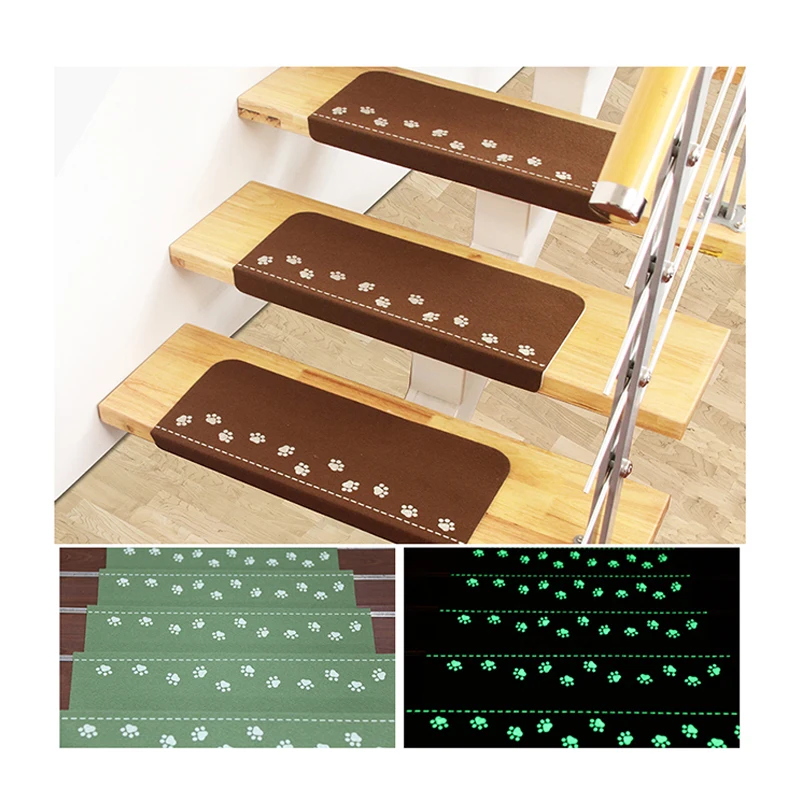 RULDGEE Bear's Footprint Non-Slip Luminous Staircase Pads Step Mats Stair Carpets Treads Protect Staircases From Scratched Wipe RULDGEE Bear's Footprint Non-Slip Luminous Staircase Pads Step Mats Stair Carpets Treads Protect Staircases From Scratched Wipe