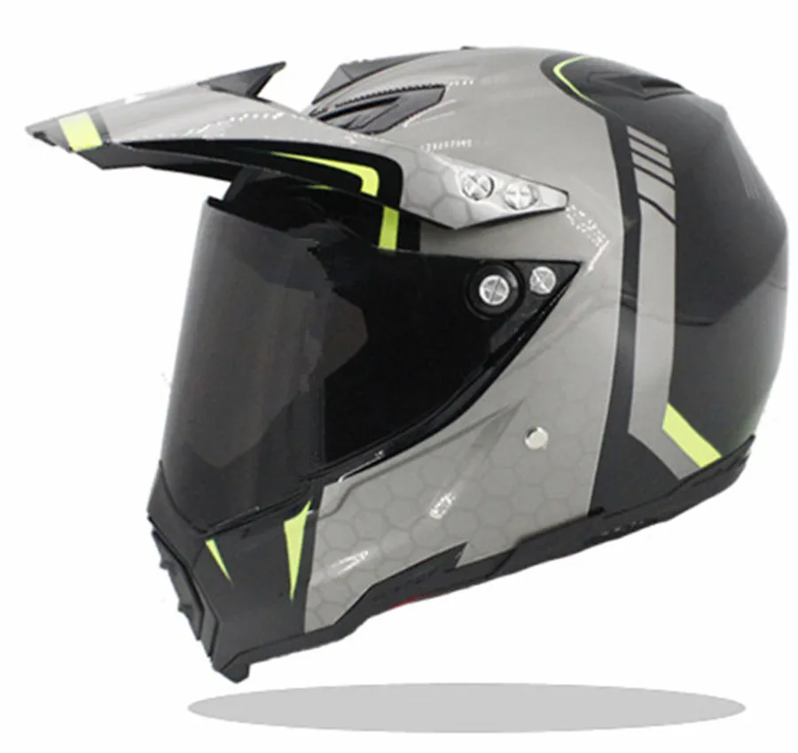 DOT взрослый шлем для Dirtbike ATV Мотокросс MX внедорожный мотоцикл уличный велосипед шлем для езды на снегоходе с козырьком(средний, глянцевый - Цвет: dark  lens