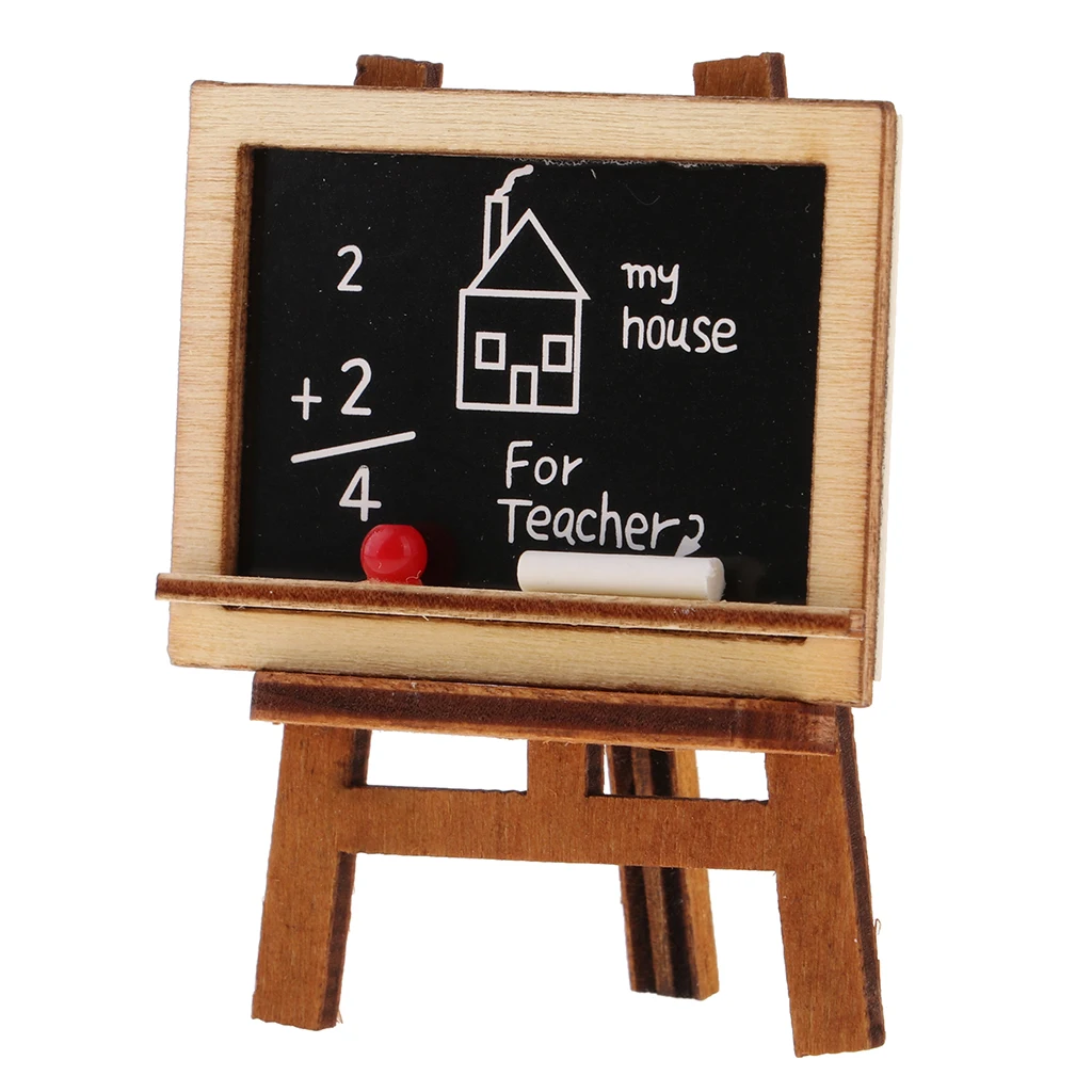 1:12 Miniature Blackboard Chalkboard W/ Easel Dollhouse Classroom Accessory