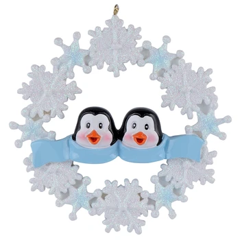 

Penguin Family of 2 Resin Craft Hang Christmas Ornaments With Glossy Snowflake Personalized Special For Gifts Home Wedding Decor