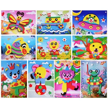 10 designs/lot DIY Cartoon 3D EVA Foam Sticker Puzzle Series Kids Multi-patterns Styles Toys for Children Birthday Gift 1