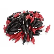 100 x Красный Черный Крокодил Аллигатор зажимы для проводов для испытания 45 мм длина металла