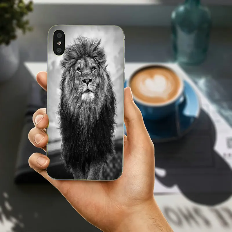Мягкие силиконовые чехлы для мобильных телефонов King Lion Drawing Art из ТПУ iPhone 8 7 6 S Plus X