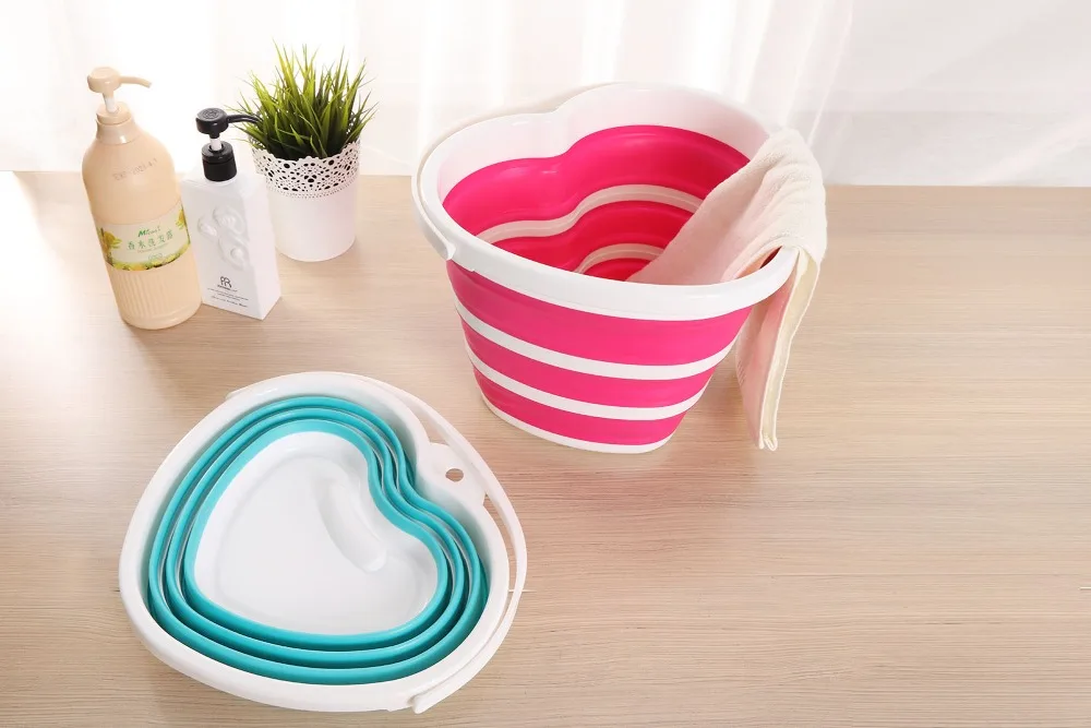 

Floding bucket 10L Heart-shaped folding bucket , Fishing Promotion Car Wash Outdoor bucket free shipping Z018