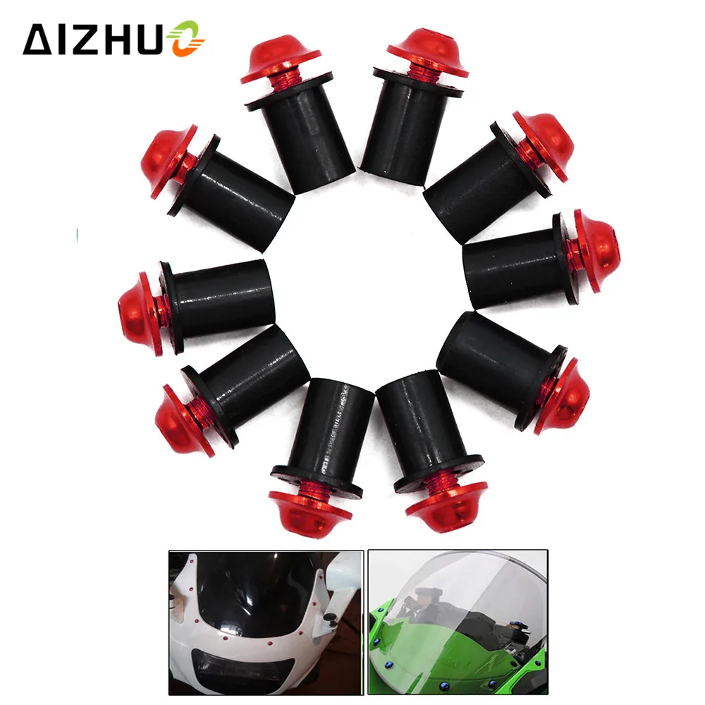 10PCS Fairing Wind Screen Screw Bolt Kit Windshield Mounting Nut Wellnut For HONDA cb1000r cbr 600 250 XL1000 Varadero 1999-2005