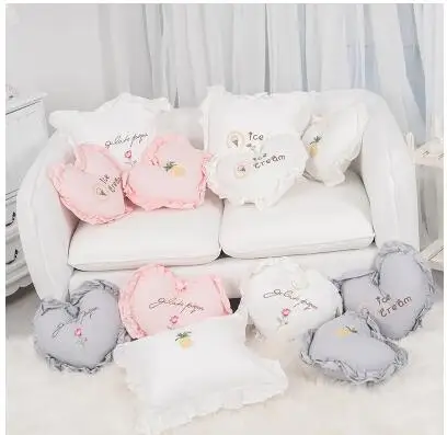 

cotton fabric Nordic sofa pillow heart shaped cushion removable washable stuffed throw pillow gift