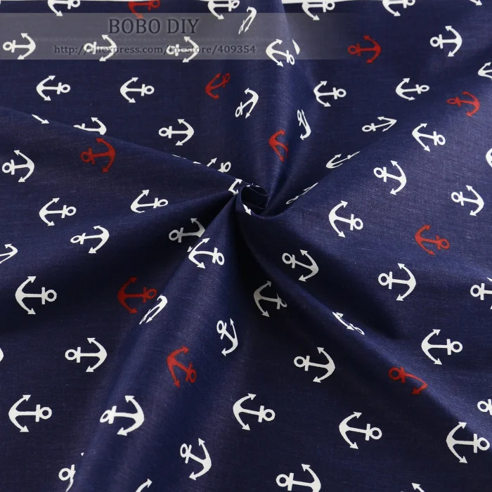 

1meter Navy blue100%Cotton Fabric Sea anchor Painted for baby bedding set patchwork quilting twill tilda tecido cloth160cmx100cm