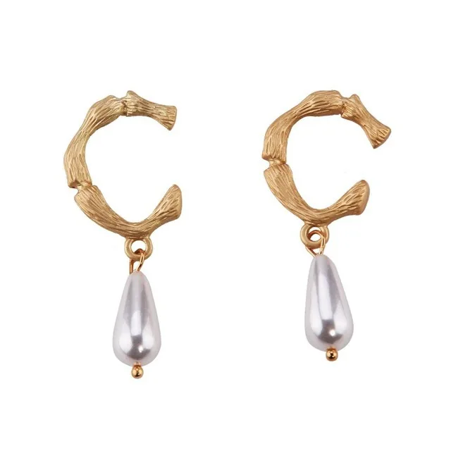 Женские Висячие серьги BUENOS Pearl геометрические металлические висячие золотистого