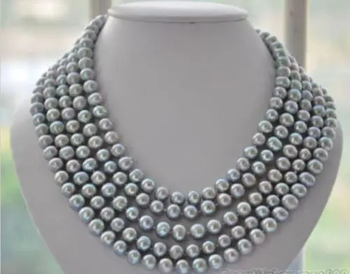 

Free Shipping >>100 INCH AAA REAL SOUTH SEA 8-9MM GENUINE GRAY PEARL NECKLACE 14K GOLD CLASP